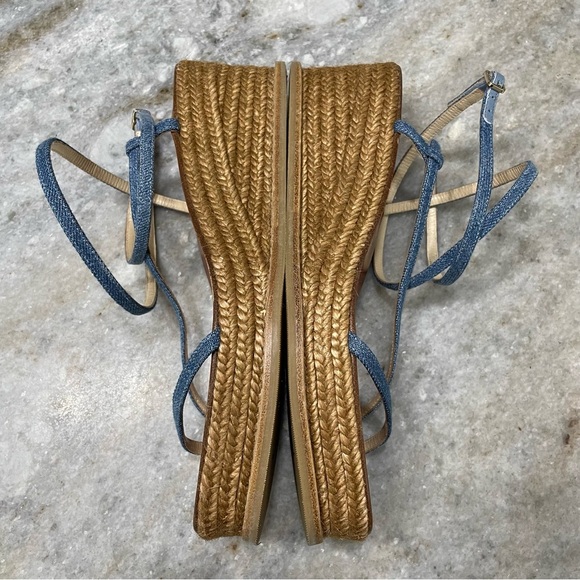 Jimmy Choo Danai 100 Denim Wedge Sandal, Blue - Picture 5 of 13